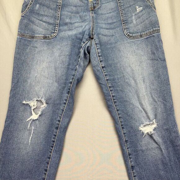 Mother Maternity Jegging Jeans Women's Blue Faded Whiskers Raw Hem Front Pocket - Picture 5 of 16